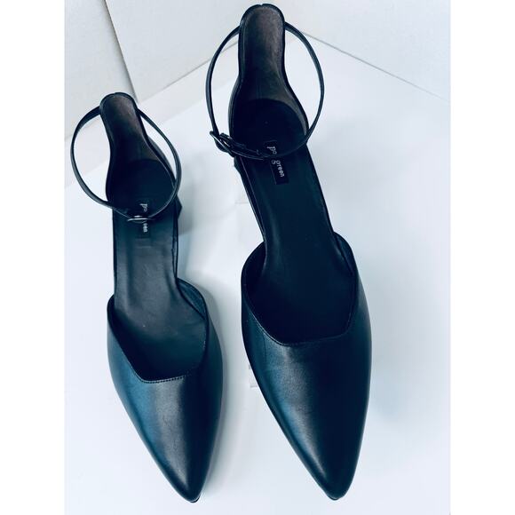 Paul Green Black Leather Ankle Strap Heels  UK 8.5/US 11 Block Heel Pointed Toe - Picture 10 of 10